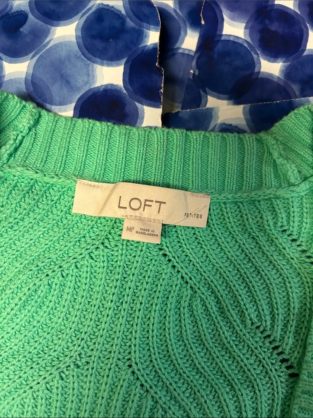 LOFT Mint Green Cable-Knit Button Cardigan